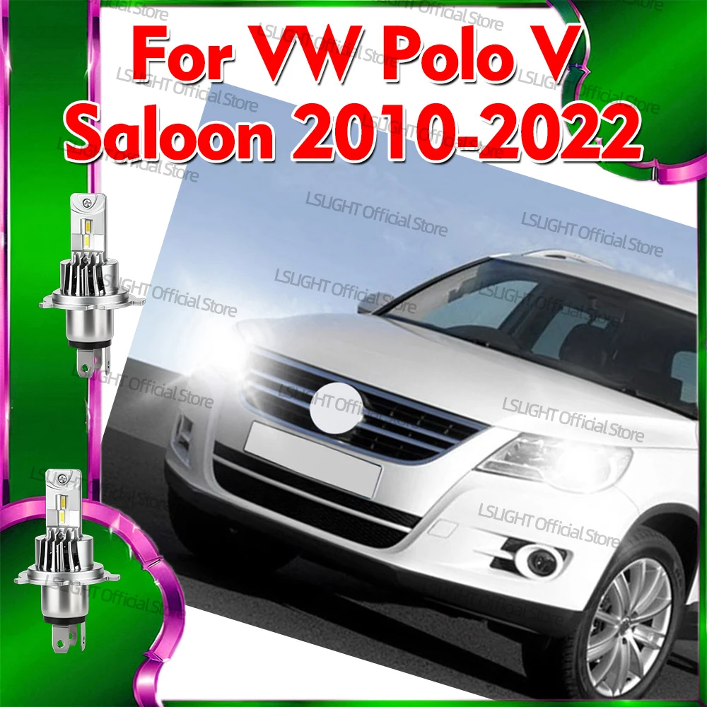 

2 светодиодные лампы H4 Hi/Lo для VW Polo V Saloon 2010-2022 2011 2012 2013 2014 2015 2016 2017 2018 2019 2020 2021, автомобильная лампа для фар, 30000 лм