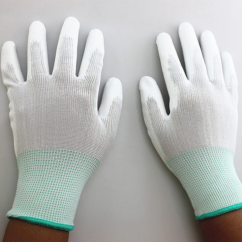 Guantes de trabajo electrónicos antiestáticos, protectores de manos con revestimiento de Palma de pu, antideslizantes para protección de dedos, 2 piezas