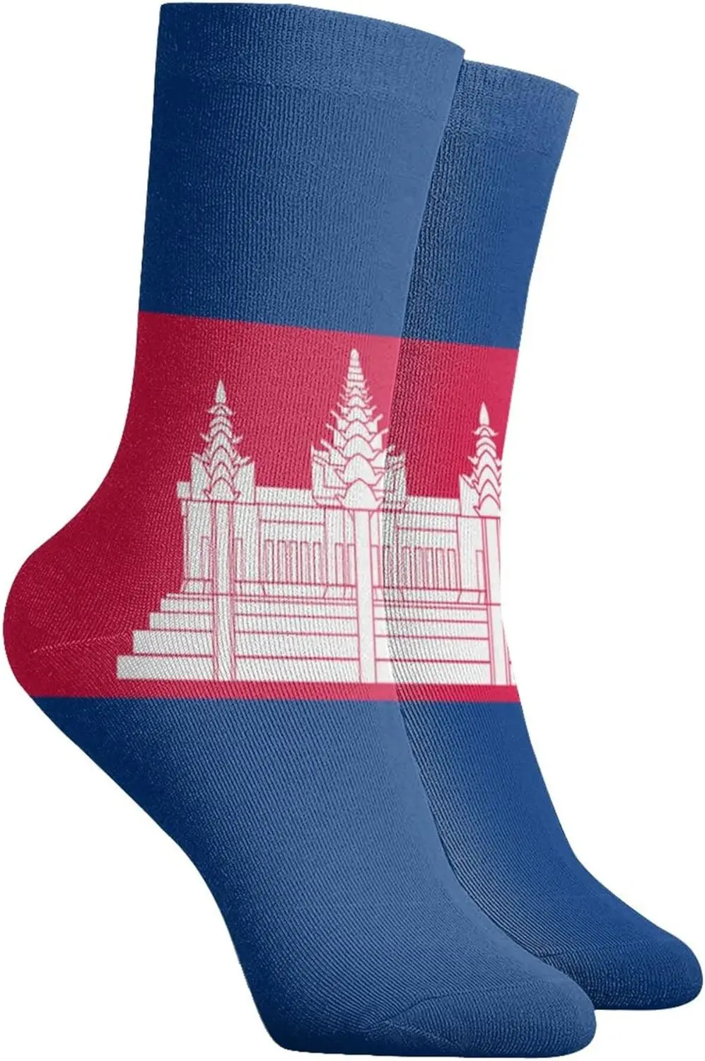 ถุงเท้าลำลองลายธงชาติกัมพูชา ถุงเท้ากีฬา ถุงเท้าผู้ชาย ถุงเท้าลาย