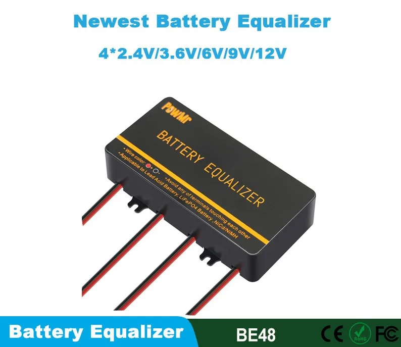 Equalizer baterai untuk 4 buah, baterai asam timbal 2.4V/3.6V/6V/9V/12V untuk pengisian daya dan pelepasan tegangan memperpanjang masa pakai