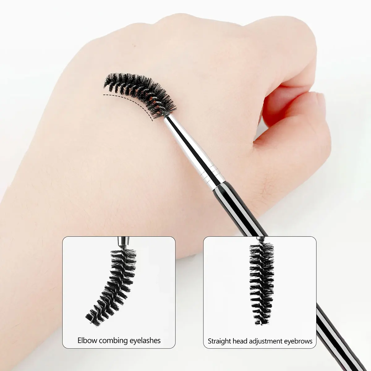 Wenkbrauwborstel Wimperkam make-upborstels Dual Ended Schuine borstel Spoolie borstel 2-in-1 Lash wenkbrauwborstelset make-up tool