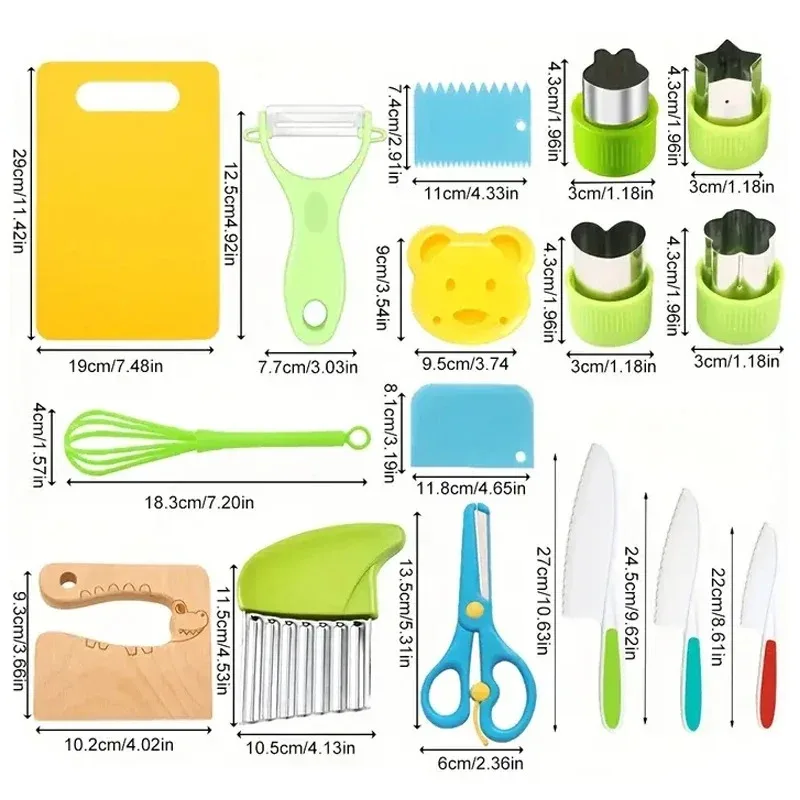 Kids Cooking Cutter Set Kids Knife Toddler Cutter Plastic Cake Fruit Knives Children DIY Peeler Tools Kitchen Accessories view 2