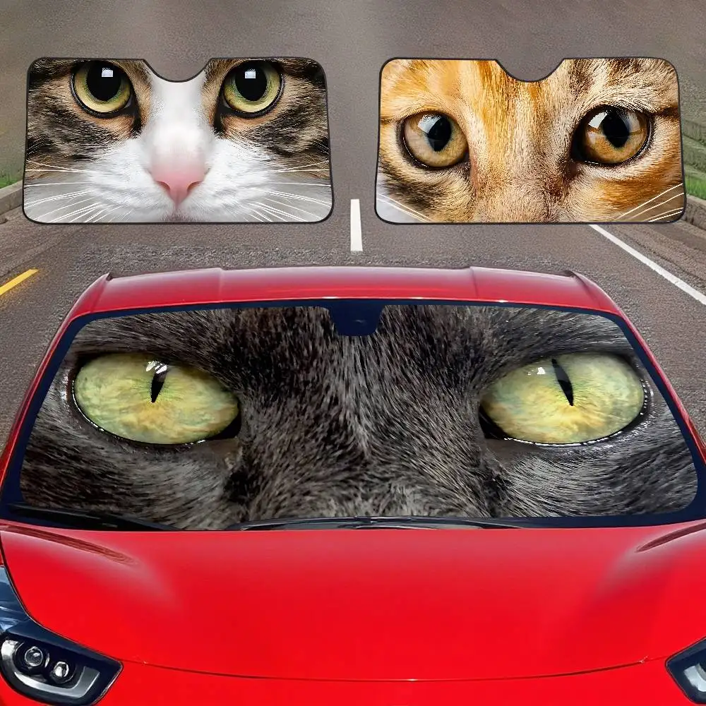 Funny Cat Eyes Car SunShade Windscreen Cover Shade Car SunShade UV Rays Car Sun Visor Protector