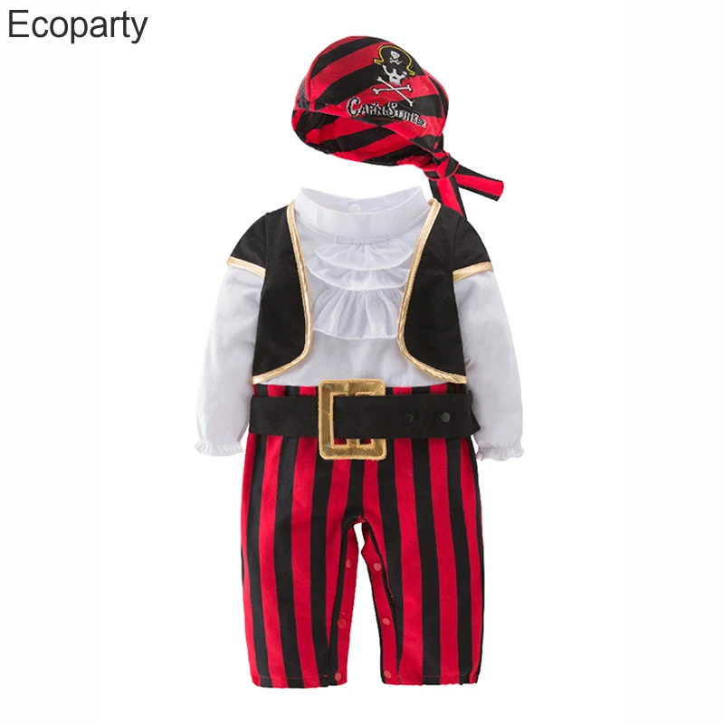 ECOPARTY kids Pirate Captain red Costume for Baby Boy Toddler Halloween Christmas Birthday Party Cosplay Fancy Dress30