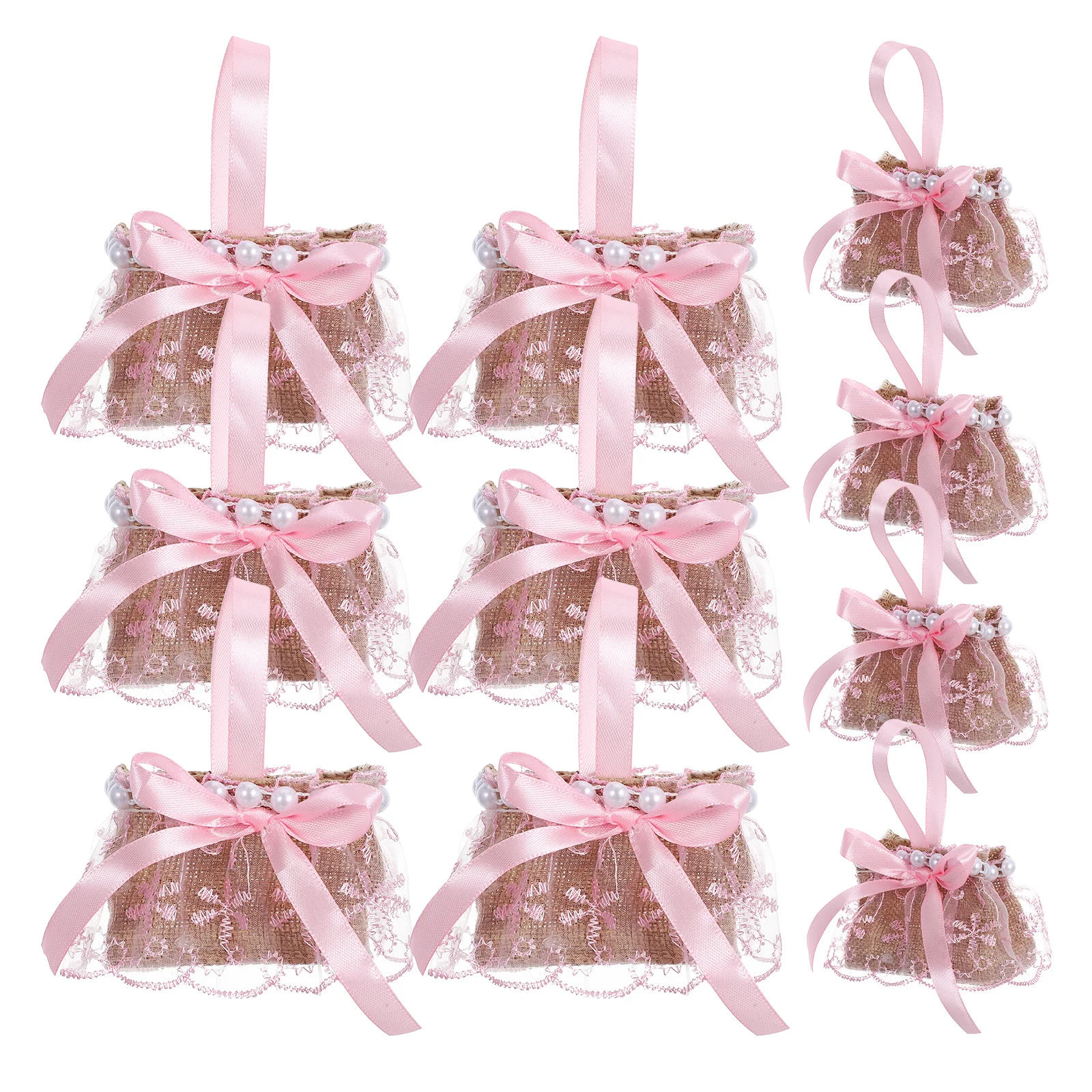 

12Pcs Romantic Wedding Candy Basket European Style with Pearl Trim Bowknot Small Basket for Party Favors Holiday Celebrations