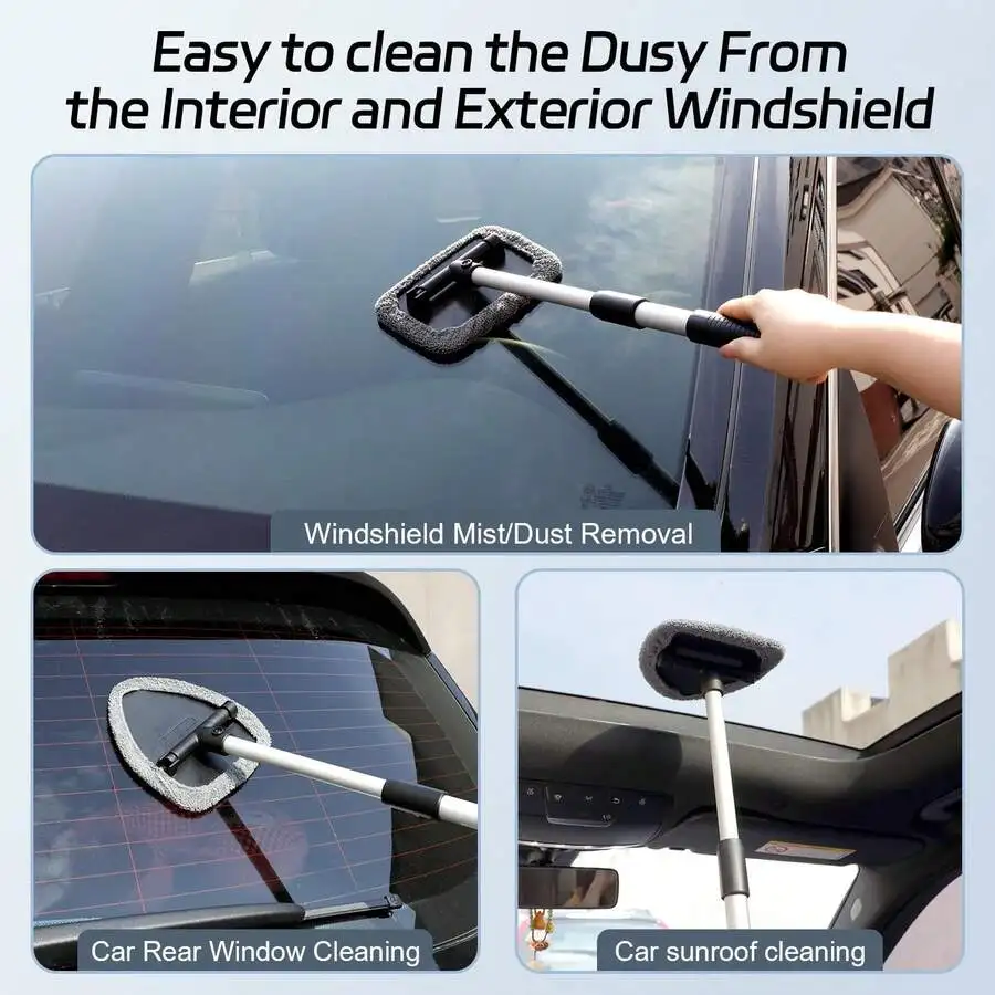 

14-Piece Car Windshield Cleaning Kit With Extendable Handle Microfiber Pads Brush And Spray Bottle