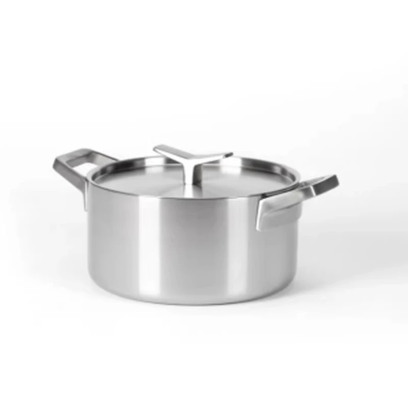 Stainless Steel Combination Three-piece Set Binaural Pan Flat Bottom Single Handle Frying Pan