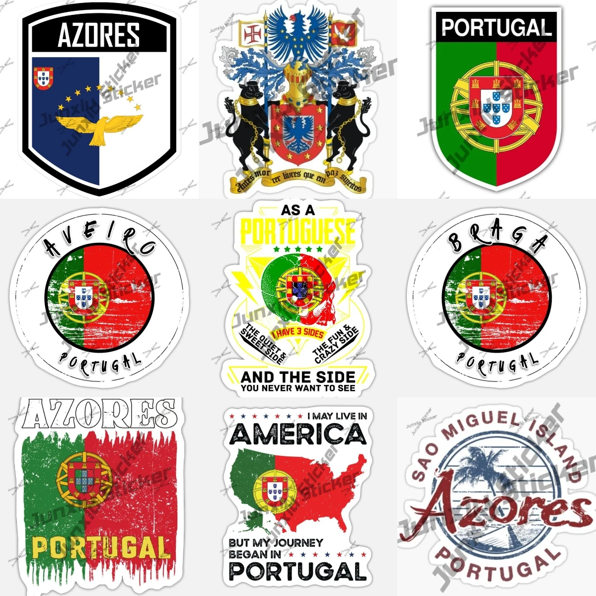 

Azores Portugal Flag Emblem Stickers Braga Portuguese Vintage Exterior Decal Decor Celebrate Azorean Pride With High-quality