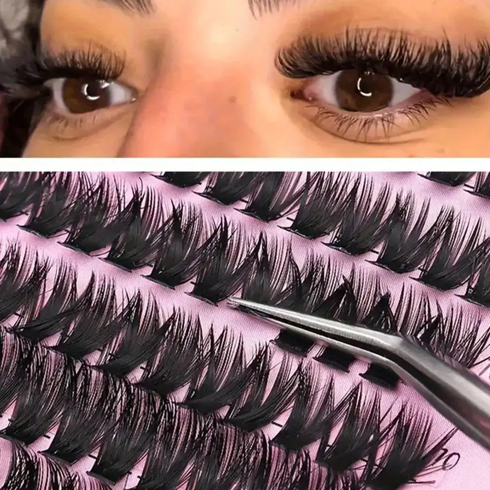 30-50D DIY Eyelash Extension Kit with Tweezers, Glue and Seal Reusable Single Eyelashes for Party Stage Festival Eye Makeup