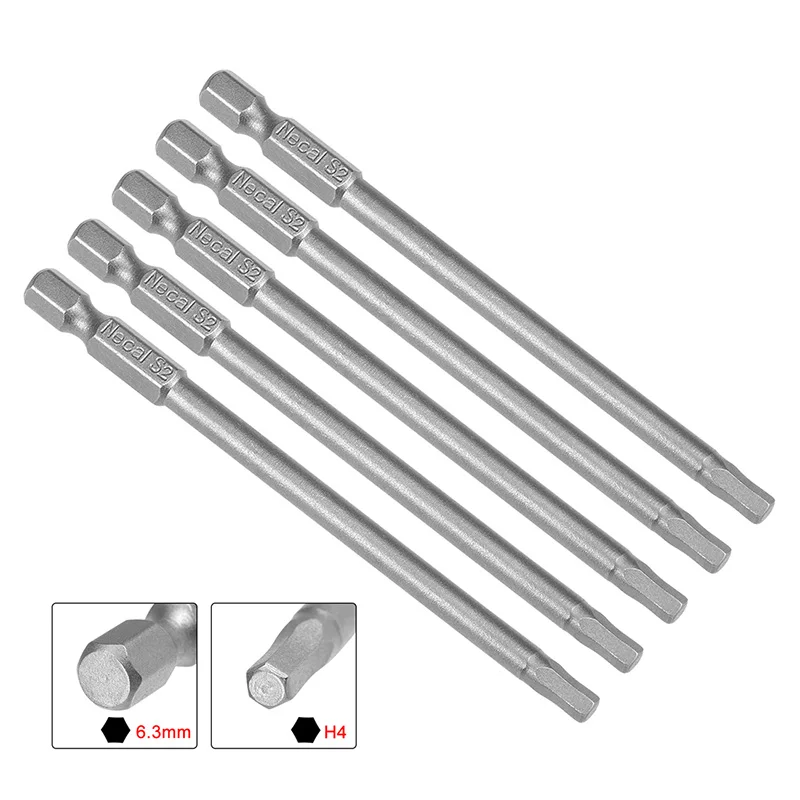 Uxcell 5 قطعة H4 مثقاب عرافة مفك بت 1/4 "عرافة عرقوب المغناطيسي مسدس رئيس مفك مجموعة S2 عالية سبائك الصلب 100 مللي متر طول