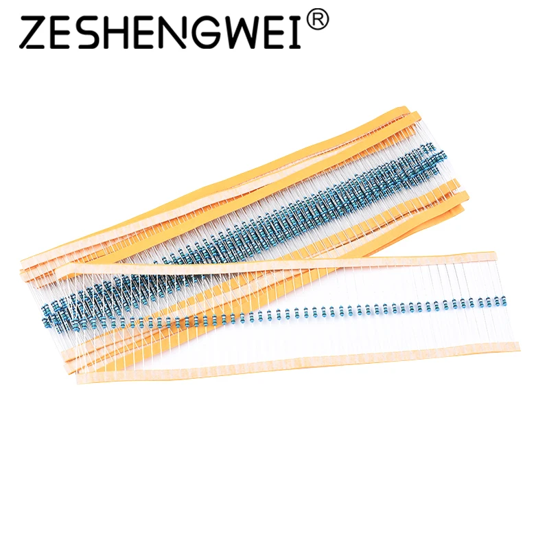 20PCS 1W Metal Film Resistor 1% Five-color Ring Power Resistor 0.1~1M 2 4.7 10R 47 100 220 360 470 1K 2.2K 10K 22K 4.7K 100K Ohm