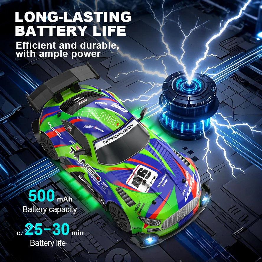 1:24スケールのリモコン付き4WDスポーツカー、照明効果と交換可能なタイヤ付き。複数のスタイルをご用意しています。