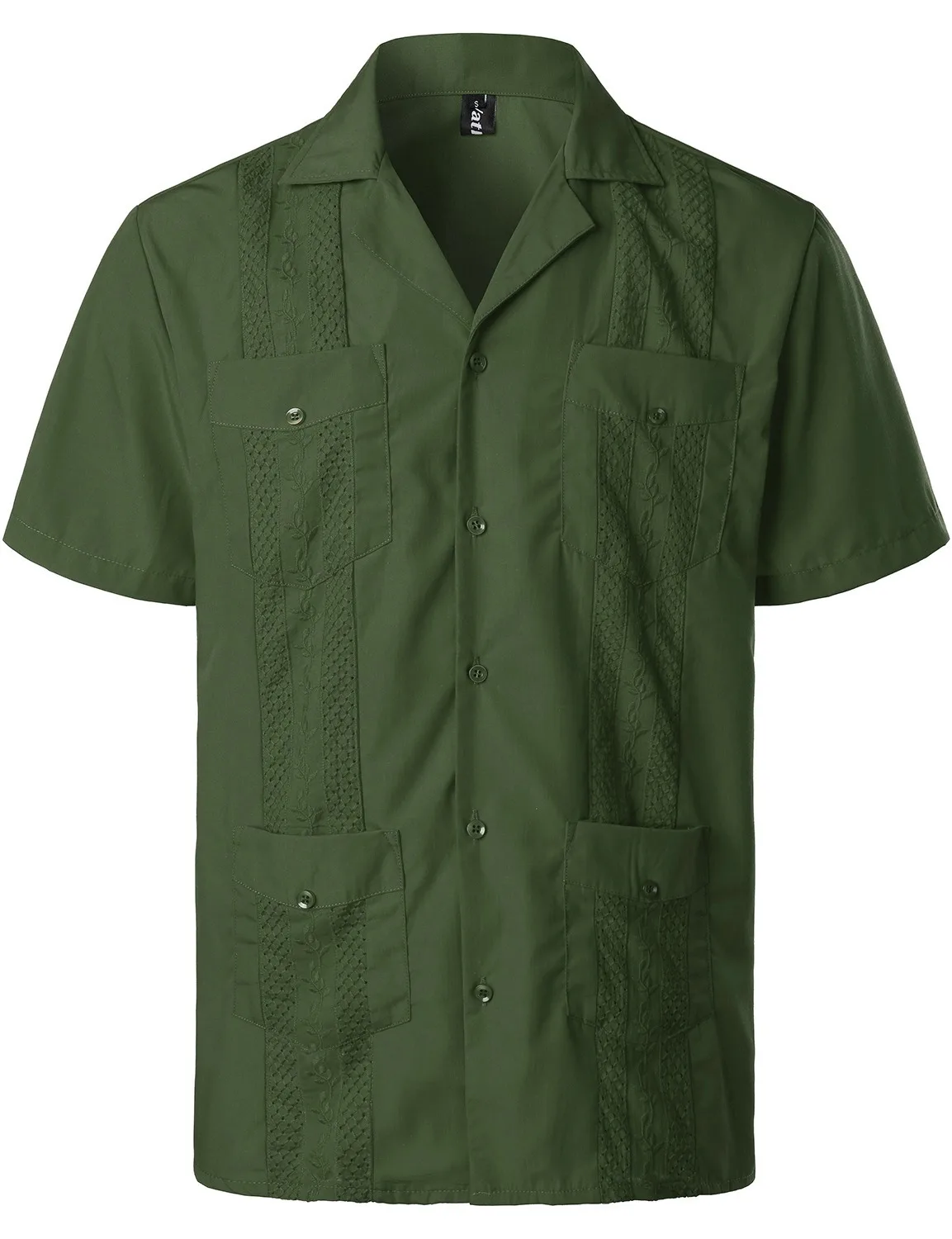 Summer Embroidery Short Sleeve Lapel Men's Shirt Large Size Cuban Guayabera T-Shirt with 4 Pockets Safari Wear Casual Cardigan