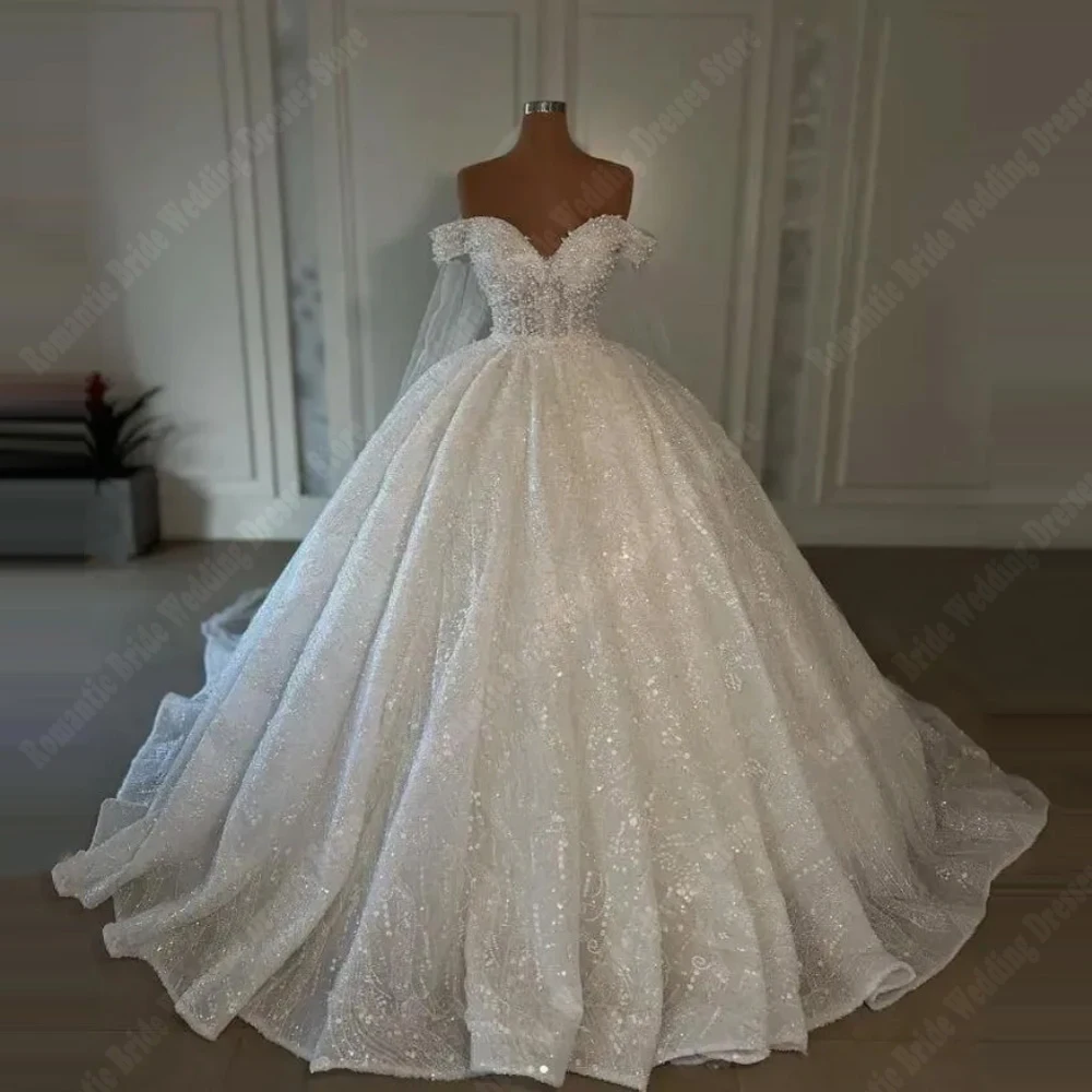 Wunderschöne Frauen Brautkleider exquisite Prinzessin A-Linie Brautkleider Wisch länge Verlobung Bankett Vestidos de Novias