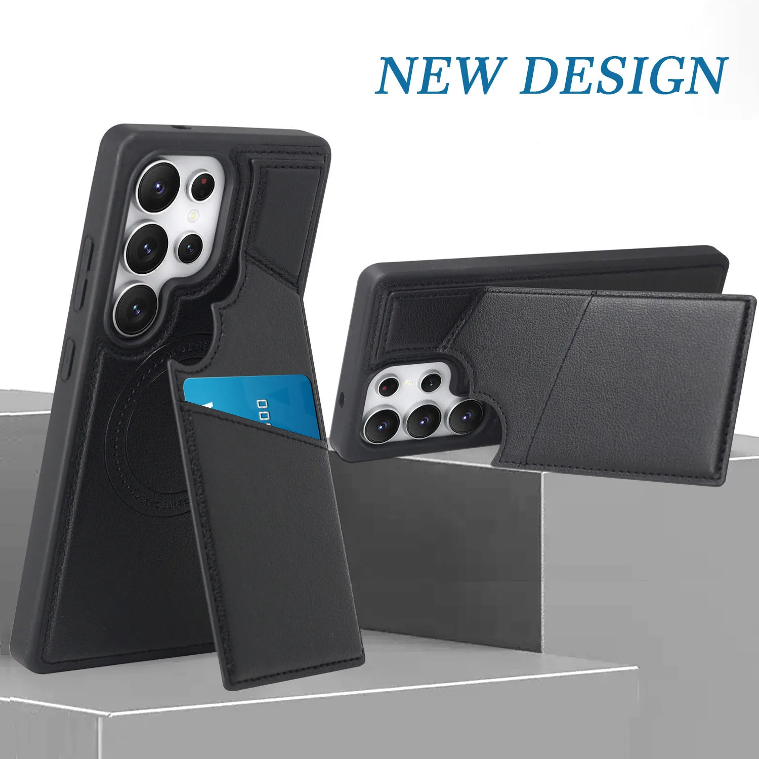 Vollständige Abdeckung aus PU-Leder mit Kartensteckplatz und Ständer, kompatibel mit Galaxy S25ultra S24 Ultra, kabelloses Laden