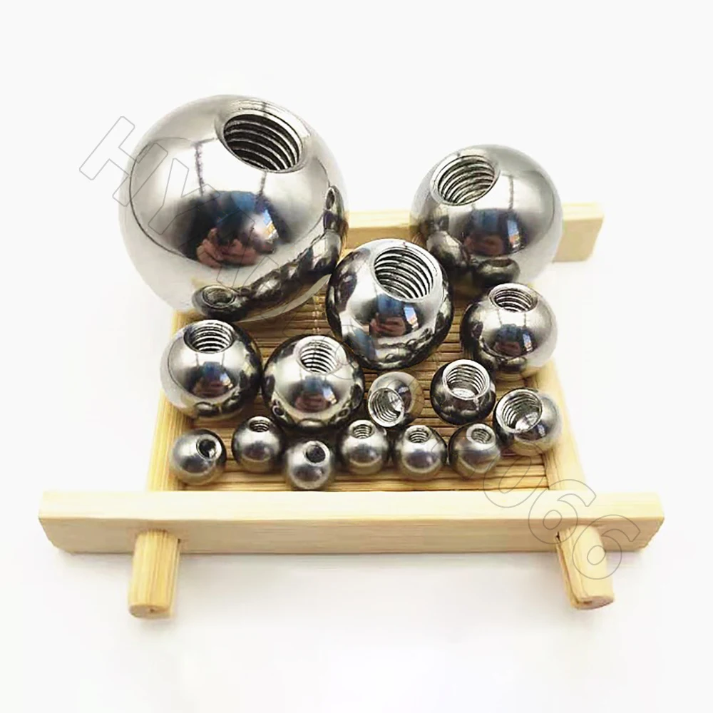 304 Stainless Steel Female Thread Blind Hole Smooth Ball Bead M2 M2.5 M3 M4 Metric Thread Half Hole Drilling Balls OD 5mm - 50mm