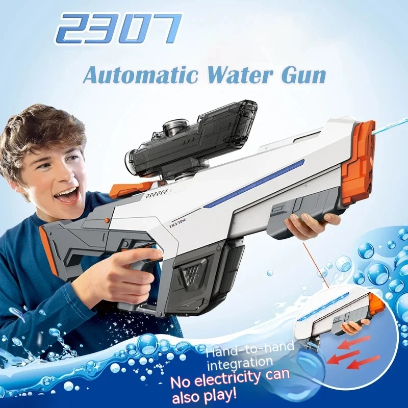 Fully Automatic Suction Water Gun Electric Toy High Pressure Water Blaster Pool Summer Outdoor Beach Pool Battle Party Water Toy