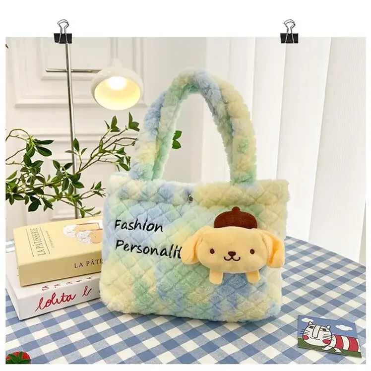 Sanurgente Cinnamoroll Sac à main en peluche pour femme, sac de rangement, breloque, mignon, dessin animé, Kuromi, My Melody 402, attrayant, mode, cadeaux de vacances