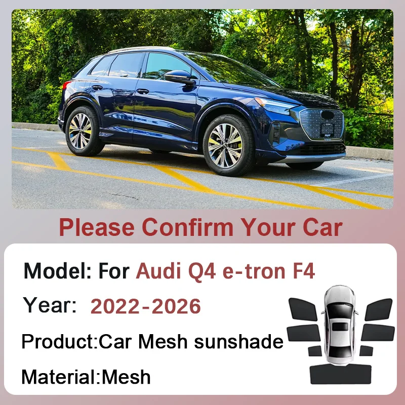 

Солнцезащитные шторки для Audi Q4 e-tron F4 2022-2026 2025: сетчатые магнитные шторки на боковые окна, защита от солнца и конфиденциальности, автоаксессуары
