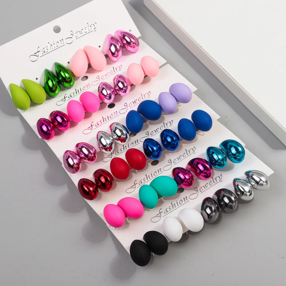 4Pair/Set Small Acrylic Waterdrop Earrings Dupes for Women Mixed Colors Chunky Tear Drop Y2K Earring Hoops Vintage Jewelry Sets