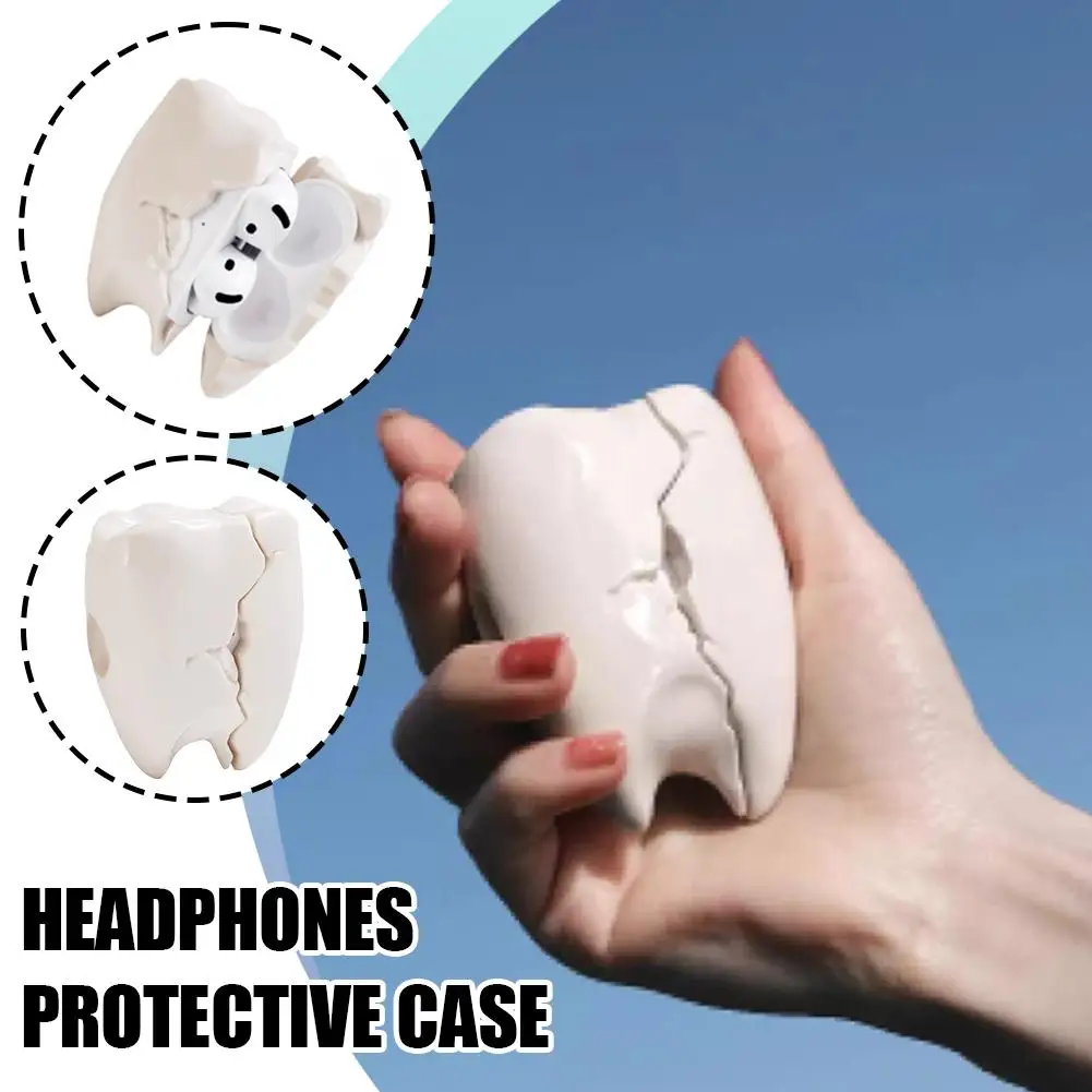 Capa Protetora de Silicone Macia para Fone de Ouvido Bluetooth com Design de Dente Engraçado, Compatível com Airpods 1/2/4 Pro, Anti-Queda