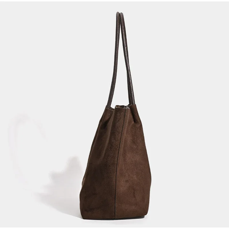 Unterarm-Umhängetasche aus Wildleder mit passender Geldbörse, große Kapazität für Damen, Alltags-Pendler-Einkaufstasche, einfarbige Vintage-Handtasche für Damen – Detail 5