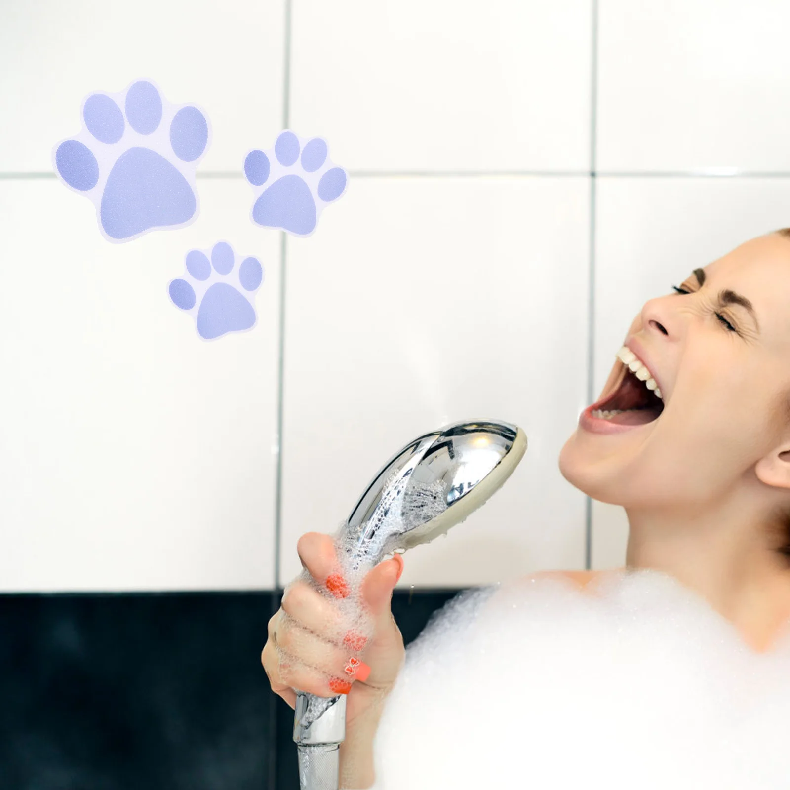 

6pcs Anti slip Stickers for Bathroom Shower Bathtub Blue Gray Brown Small Large Non slip Pad Cartoon Dog Footprint Decor