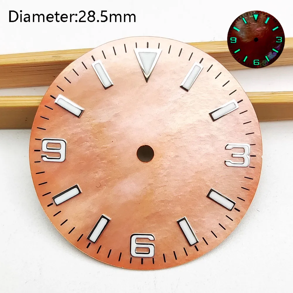 28.5 مللي متر NH35 قرص متدرج أخضر أبيض أزرق لؤلؤي لويستر قرص nh35 لساعة الحركة الأوتوماتيكية NH35 اليابانية شعار مخصص