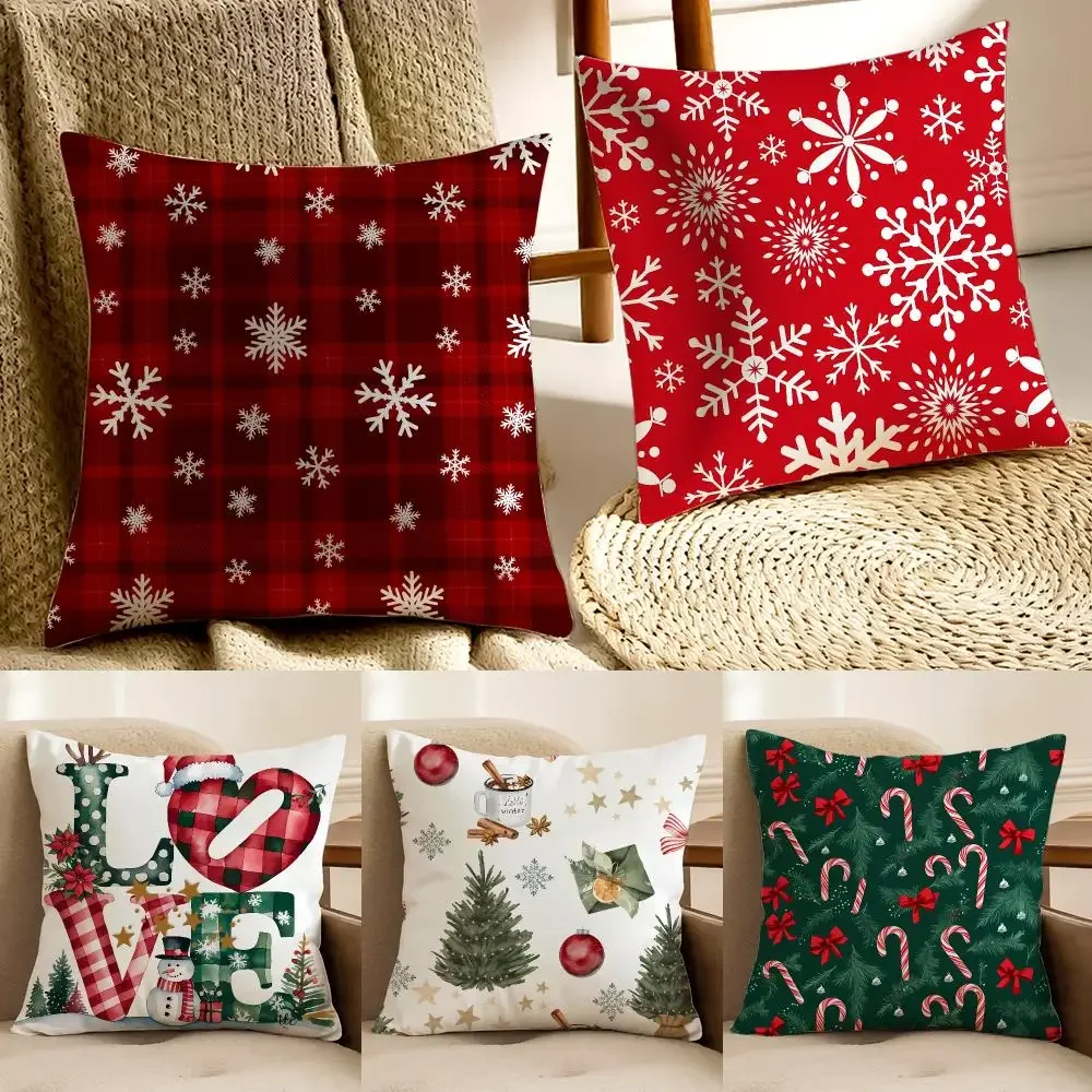 Festive design Christmas-themed pattern Cushion Cover Faux fur decorative Dark academia style Cat scratching post Rustic Spa