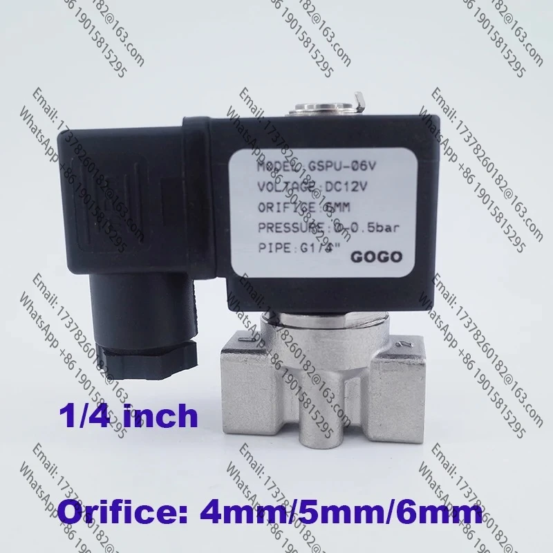 Válvula de agua eléctrica bidireccional, normalmente cerrada G1/4 "AC220V diámetro 4mm/5mm/6mm SPU arranque de presión cero 0-4 bar/1 bar/0,5 bar