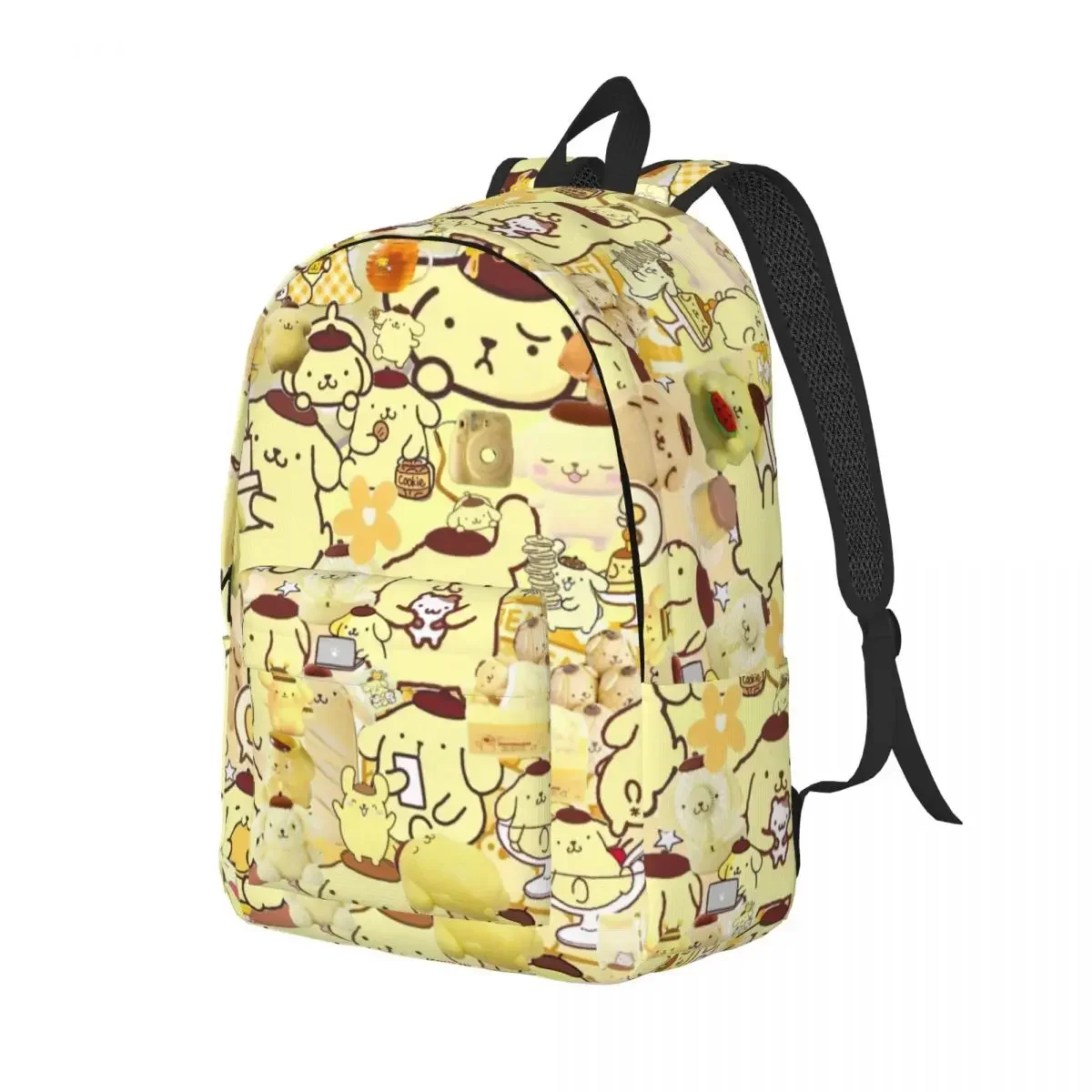 Pom Pom Purin Collage Backpack for Men Women Fashion Student Hiking Travel Daypack Cartoon College Canvas Bags Outdoor