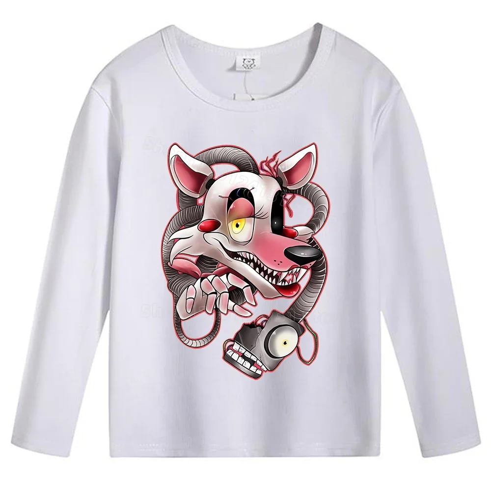 Maglietta Fnaf abbigliamento per bambini maglietta a maniche lunghe carina ragazzi ragazze vestiti Anime in cotone Tee comodi top Base Shirt regalo