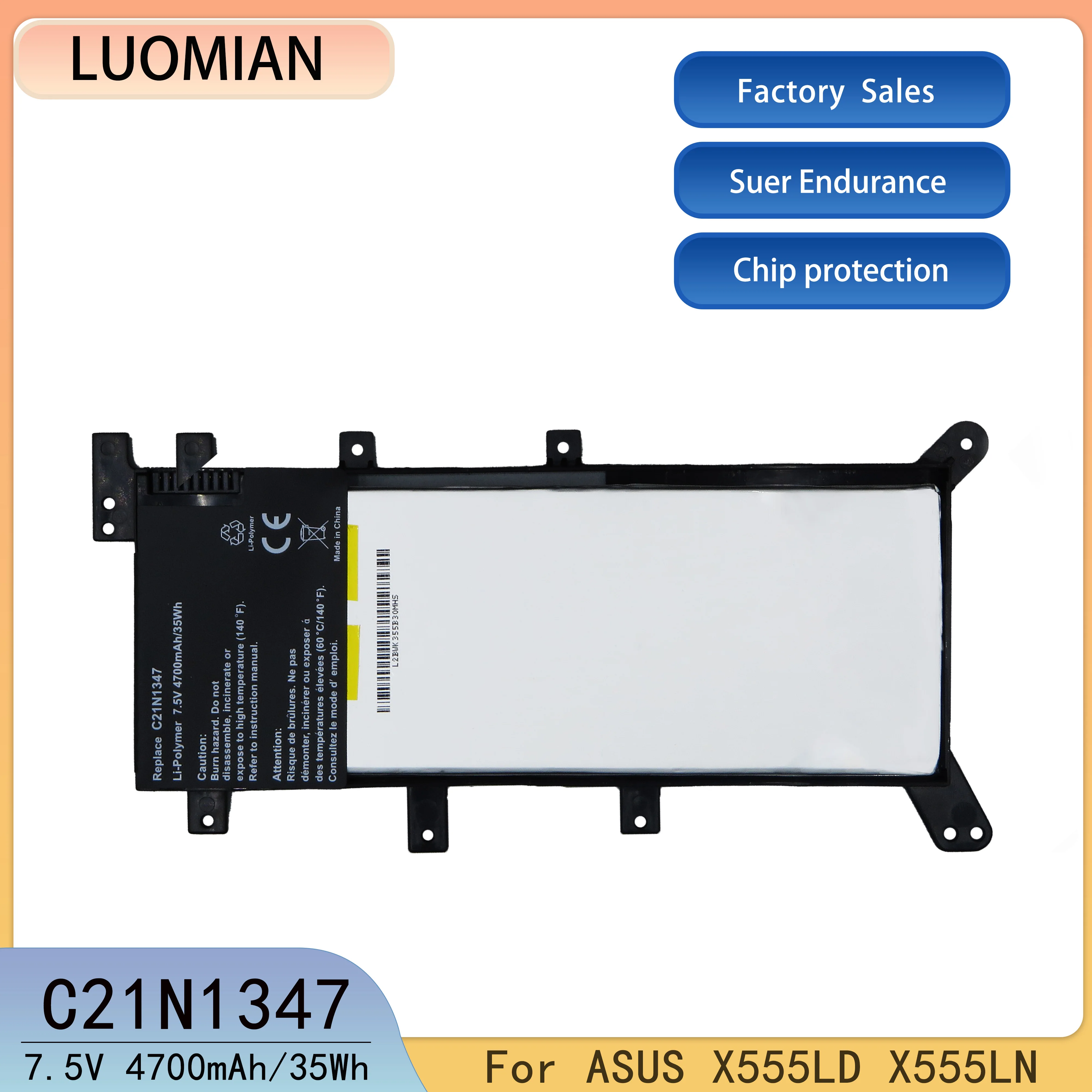 For ASUS C21N1347 Laptop Battery X554L X555 X555L X555LA X555LD X555LN X555MA  Y583 Y583L Y583LD FL5500 FL5600 K555 K555LD R556