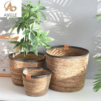 Natural Seagrass Woven Basket, Plant Pots Cover, Indoor Planters Flower Pots  canasto decorativo Home Garden Deco 21/28cm