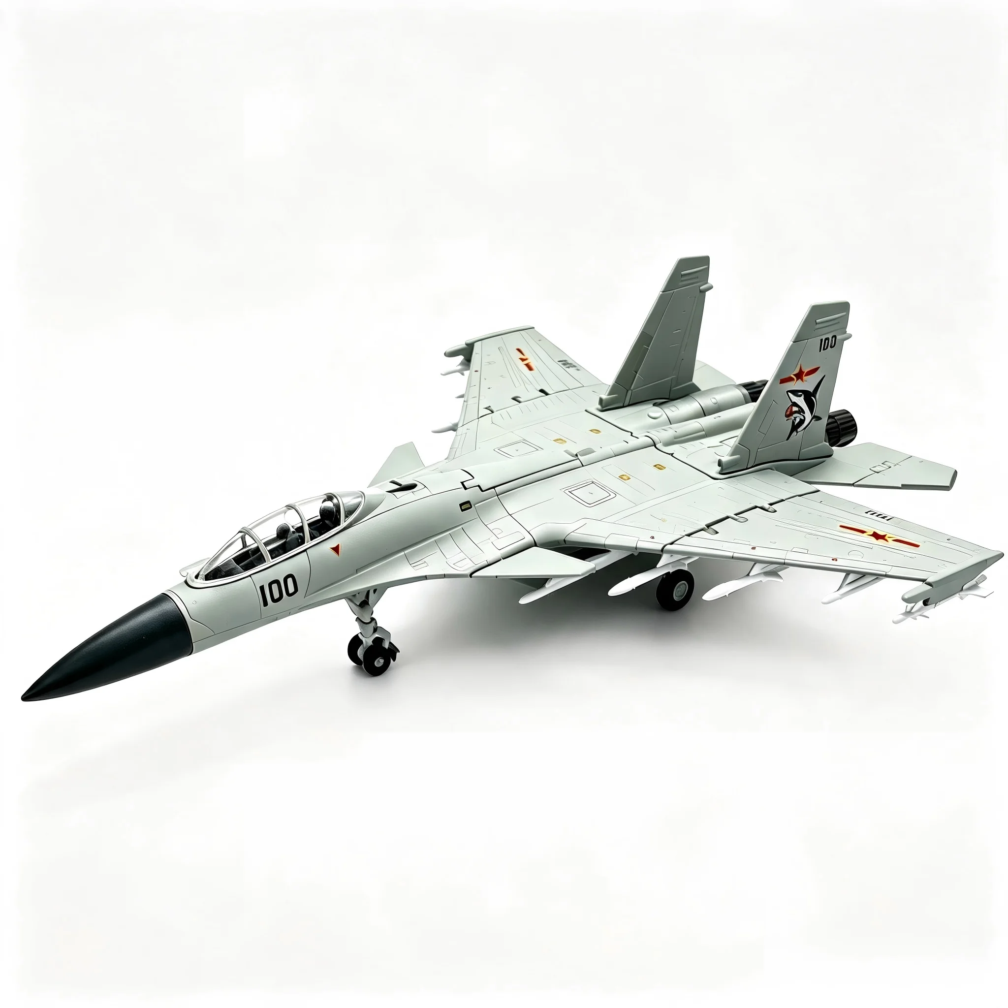 Image of 1:72 J-15 „Flying Shark“ Trägerbasiertes Kampfflugzeug Bausteine Militärflugzeugmodell DIY Bausteine Lehrreiches Montagespielzeug für Jungen