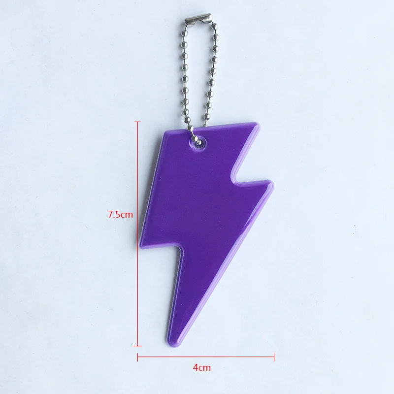 New Arrive Flashing Lightning Reflective Keychain Oval shape Traffic Safety Bolt Reflective Pendant Creative DIY Car Keyring