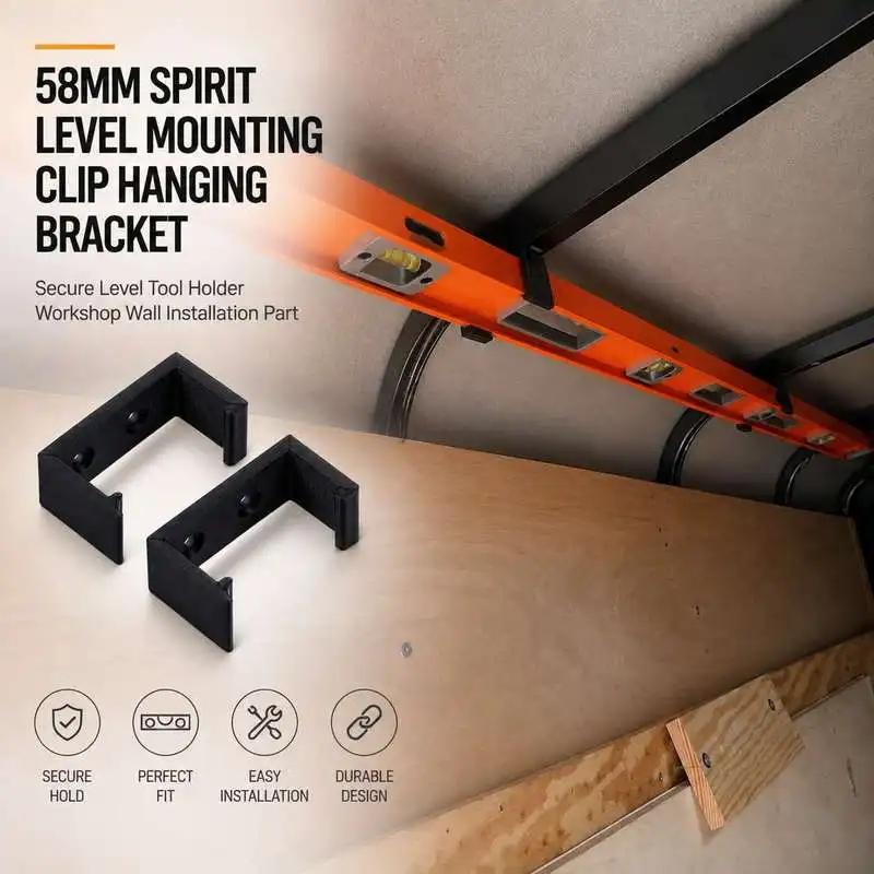 Hanging Mount Clip For 58mm Bubble Level Tool Wall Fixed Spirit Level Holder Garage Workshop Accessory