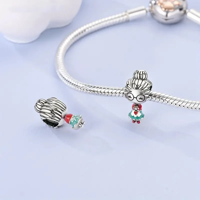 925 Silver Warm Grandmother Heart Charm Fit Original Pandora Bracelet Necklace Bead For DIY Women Jewelry Making Birthday Gift