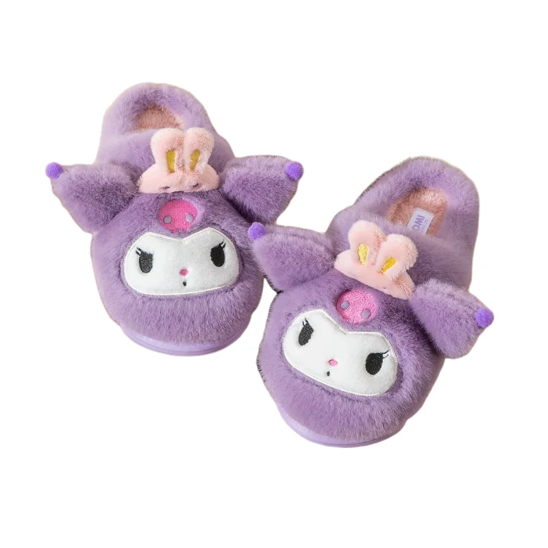 Hello Kitty Girl Slippers Sanrio Winter Home Parent Child Cotton Shoes Kuromi My Melody Cinnamoroll Keep Warm Child Home Shoes