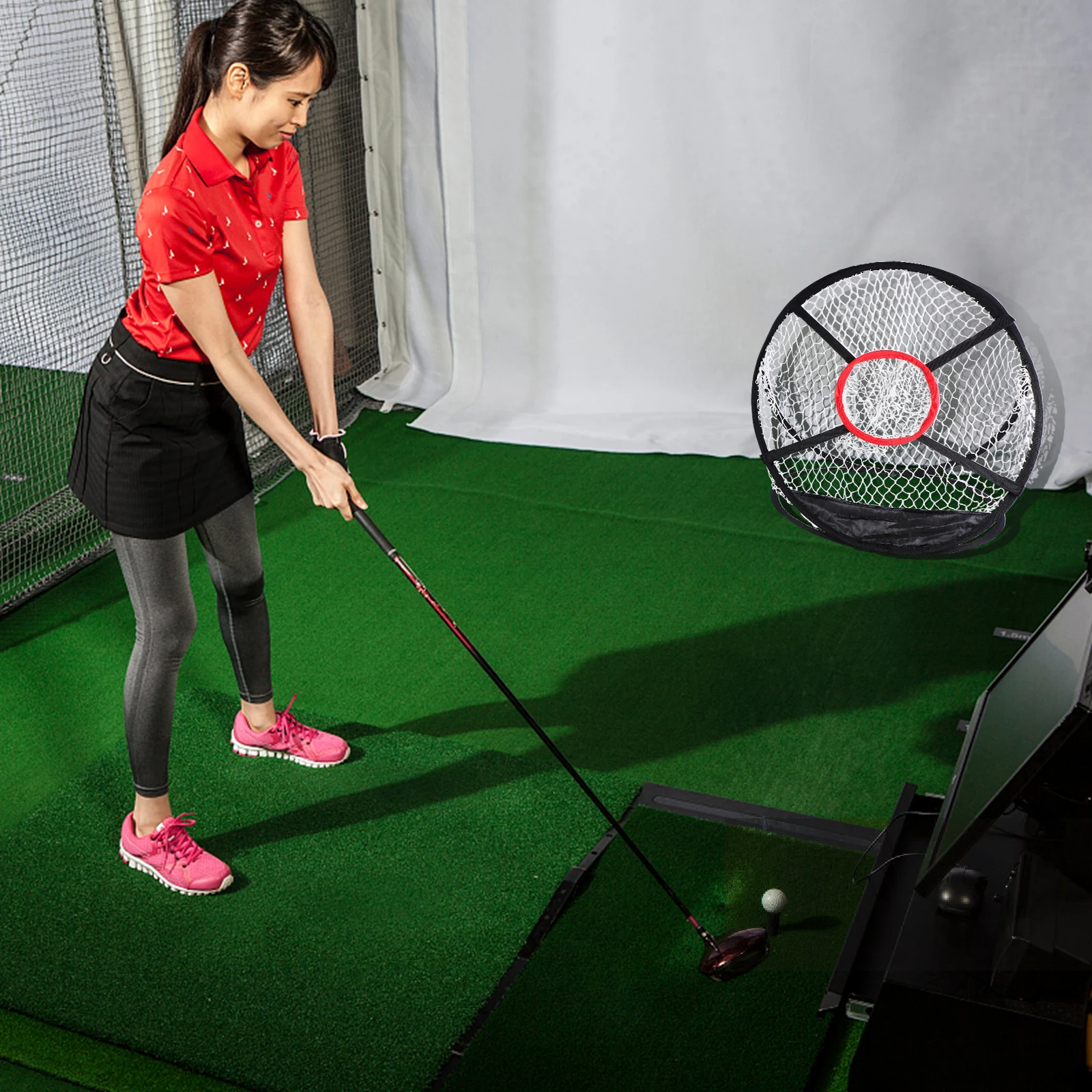 

Golf Practice Net Durable Nylon Fiber Training Equipment Portable Stable Structure Golfing Target