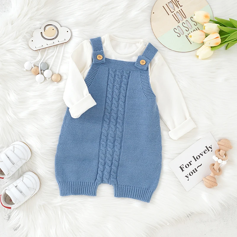 Newborn Baby Romper Knit Infant Girl Boy Jumpsuit Fashion Solid Toddler Kid Sling Clothes Sleeveless 0-18M Top Overalls Playsuit