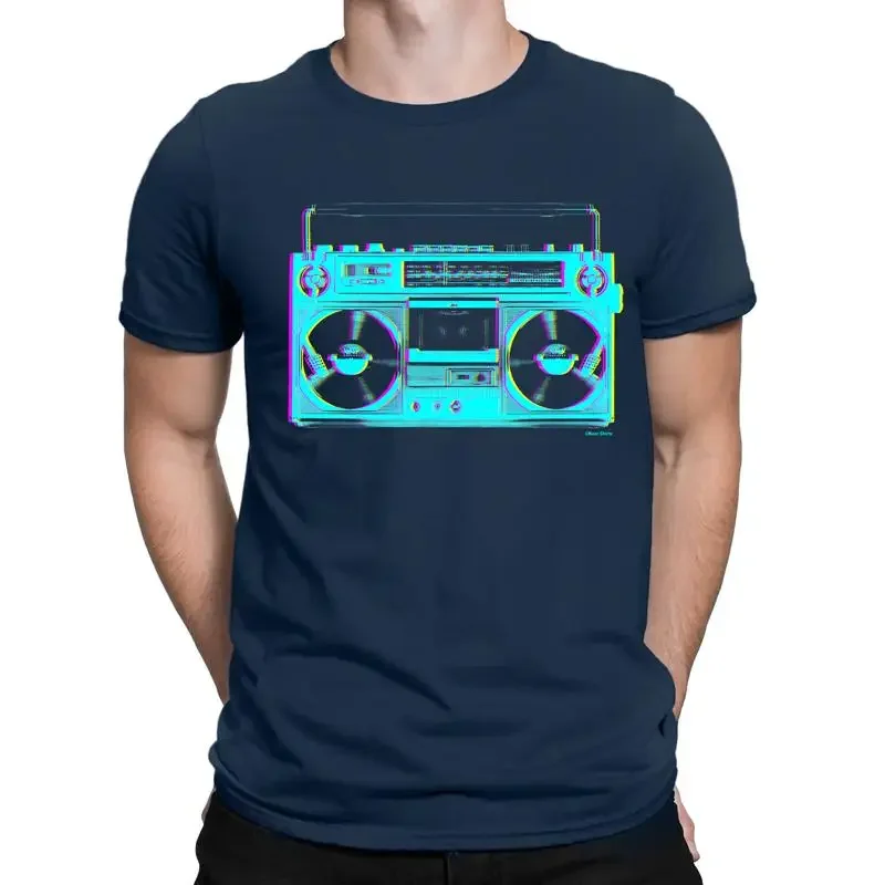 Mens 80S Ghetto Blaster T Shirt Retro Boombox Hip Hop Music Cassette