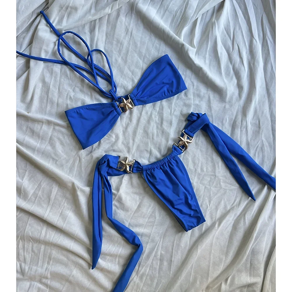 Bikinis Push Up, trajes de baño para mujer, traje de baño 2024, conjunto de Bikini Sexy de estrella de mar, Bikini brasileño con Tanga, traje de baño, ropa de playa Haliter