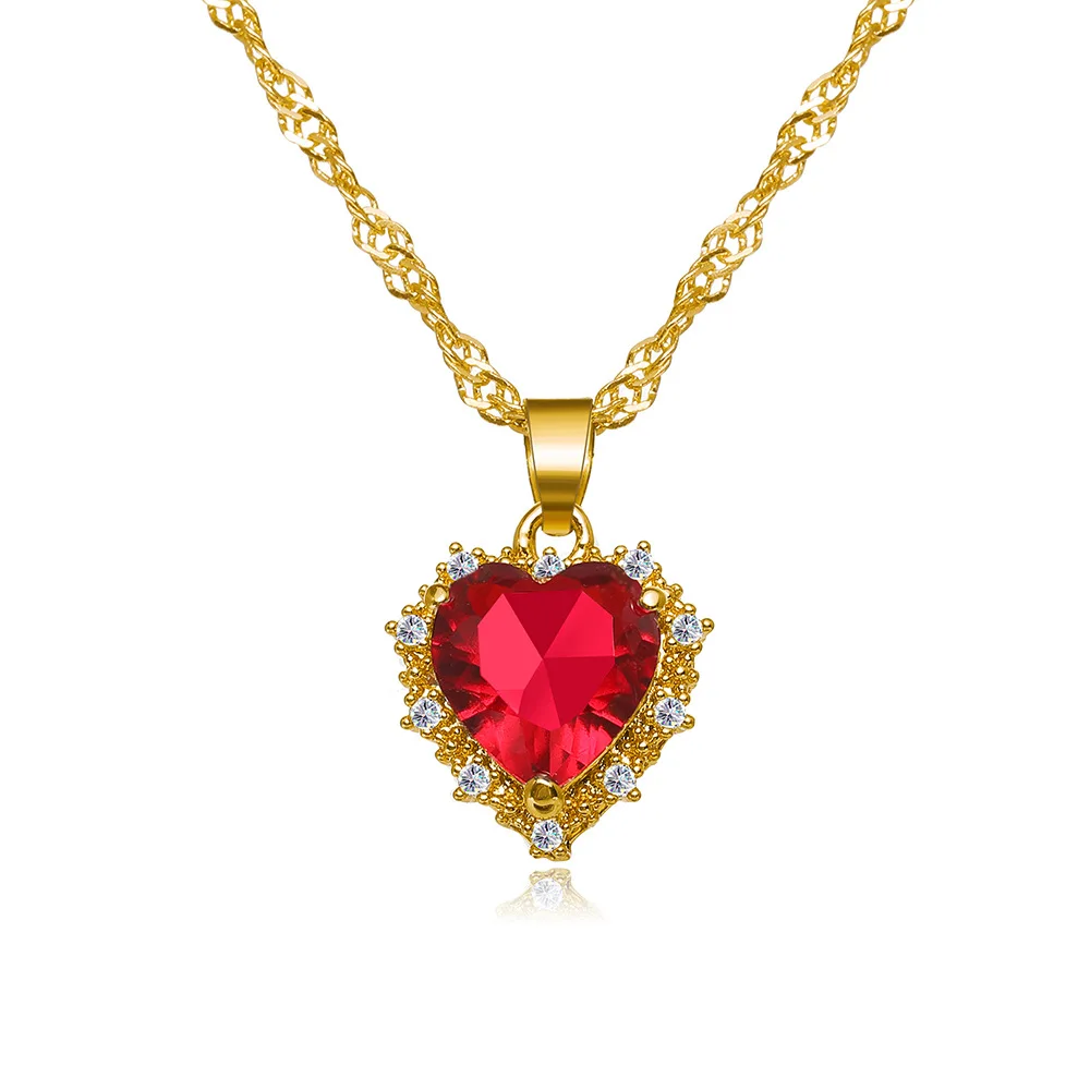 CARLIDANA Lana Del Rey Necklace Exquisite Princess Assortment Ruby Crystal Heart Necklace Choker for Ladies Jewelry Daughter Mom