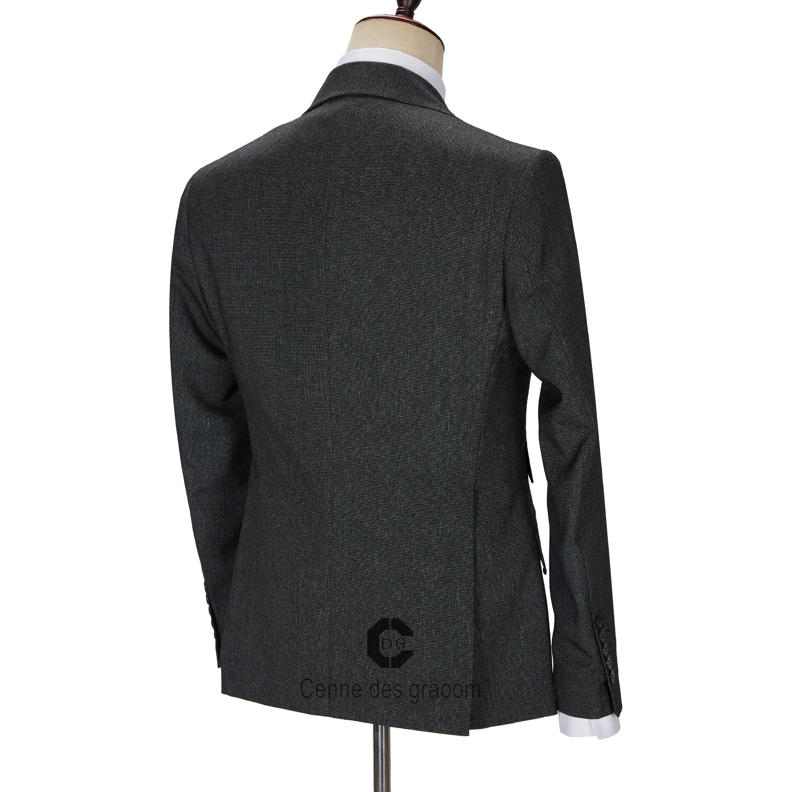 (سترة + سترة + بنطلون) Cenne Des Graoom جديد رمادي الرجال الدعاوى مصممة خصيصا زي الزفاف العريس حفلة الأعمال عادية رسمية