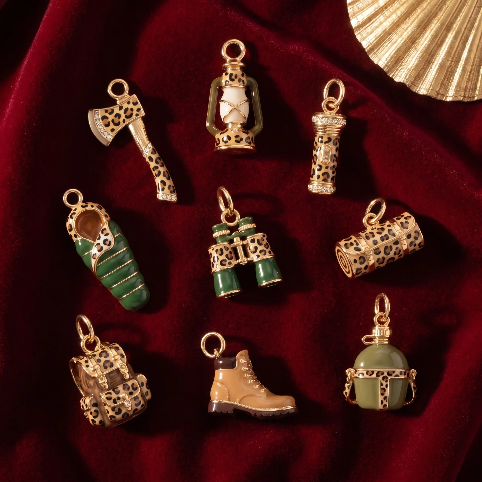 (presale!)Creative Leopard Print Outdoor Hiking Series Pendant Copper Charms Jewelry Making DIY Handmade Craft Wholesale