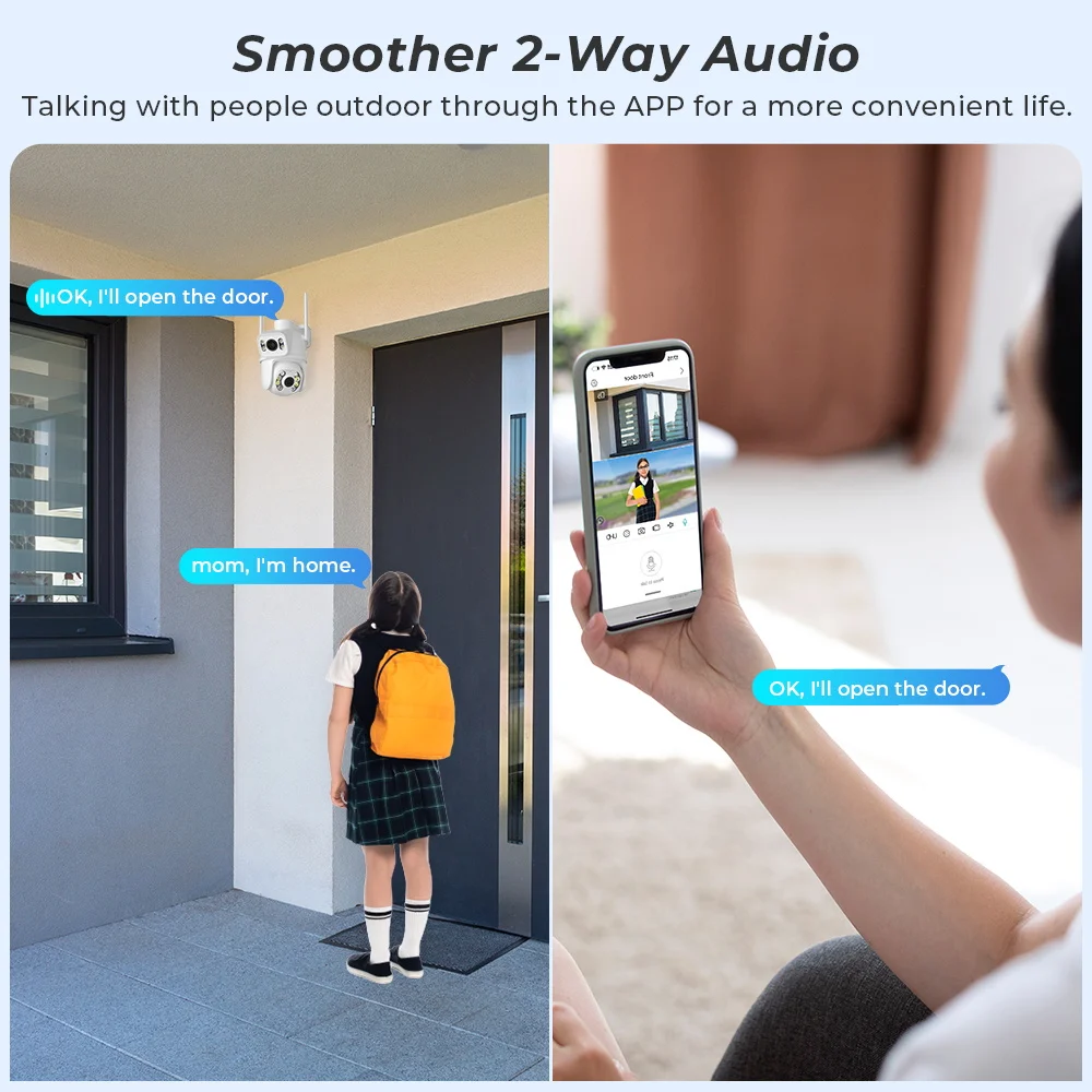 4K 8MP WIFI Outdoor PTZ Camera Dual Lens Dual Screen IP Camera 4MP  AI Human Detection Auto Tracking iCSee APP CCTV Surveillance