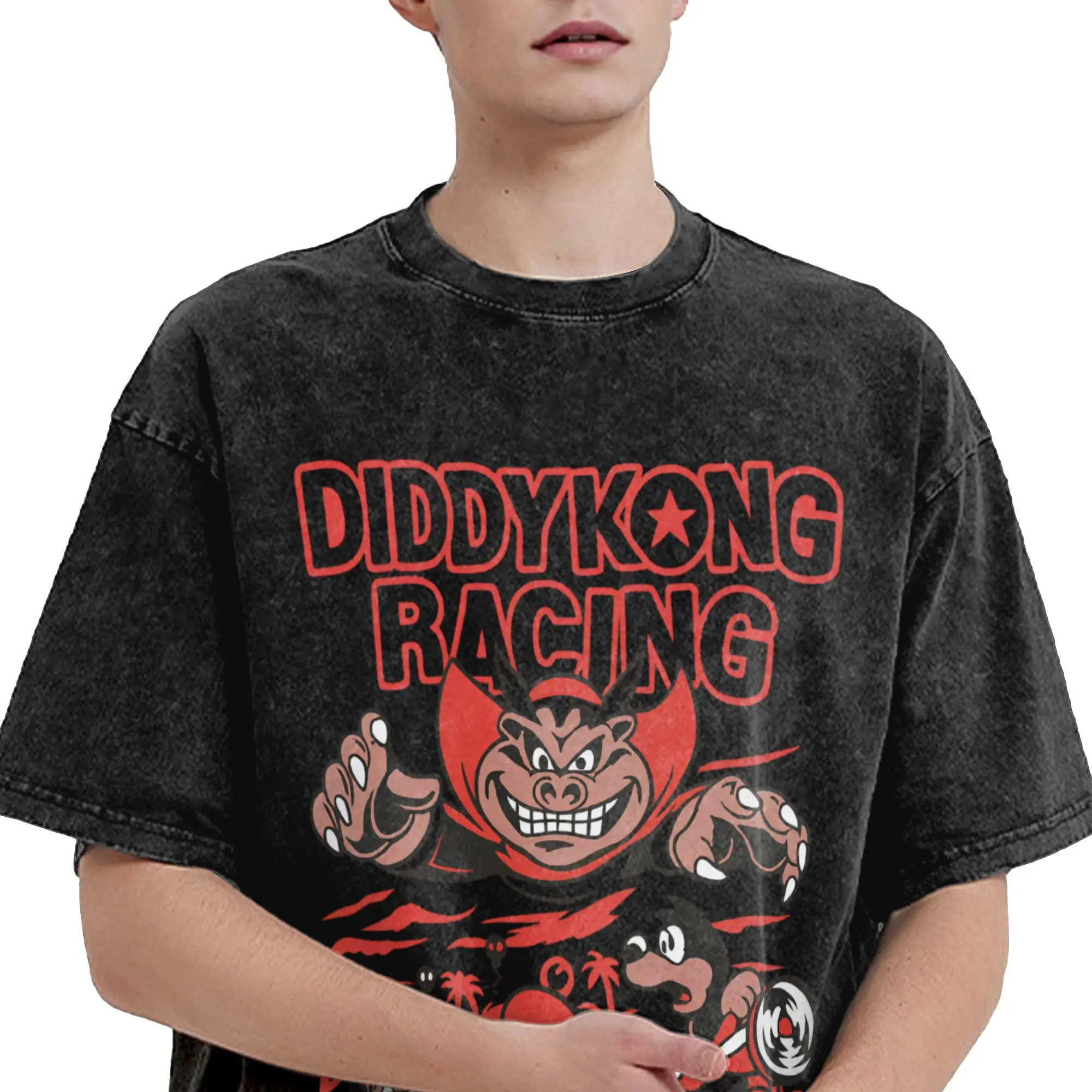 Humorous Donkey Kong Arcade Game  T-Shirt for Men Crewneck Cotton Washed T Shirt  Short Sleeve Tees Unique Clothing