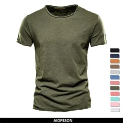 Brand Quality 100% Cotton MEN T-shirt V-neck Fashion Design Slim Fit Soild Male Tops Tees Short Sleeve T Shirt