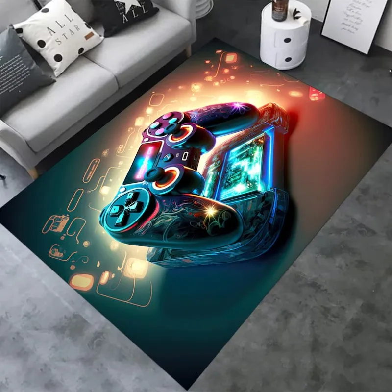 Creative game controller design carpet Colorful electronic game console patterned carpet Game room bedroom decoration